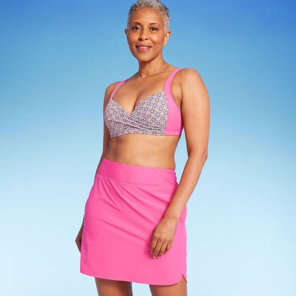 Lands' End -  Women's Full Coverage Skirt Swim Swimwe Pink - Picture 3 of 4